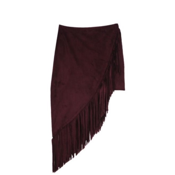 Express Faux Suede Fringe Skirt - Picture 2 of 3